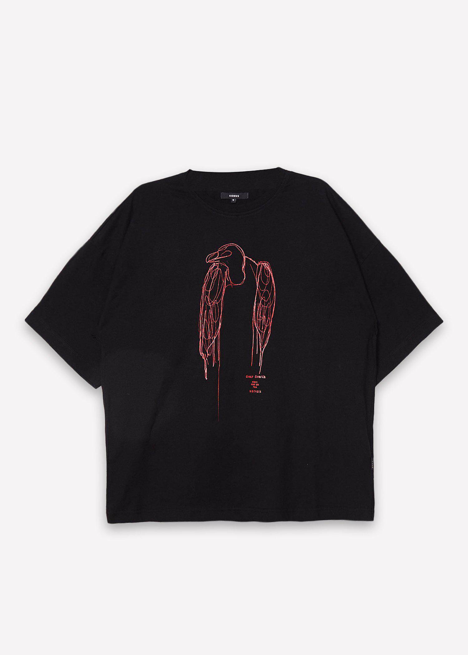 Konus Men's Oversize Vulture Graphic Tee in Black