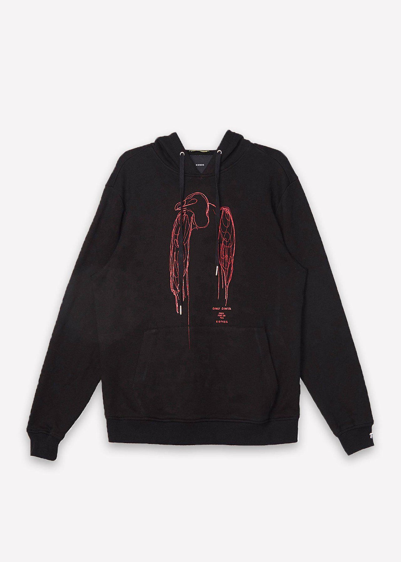 Konus Men's Vulture Print Hoodie in Black