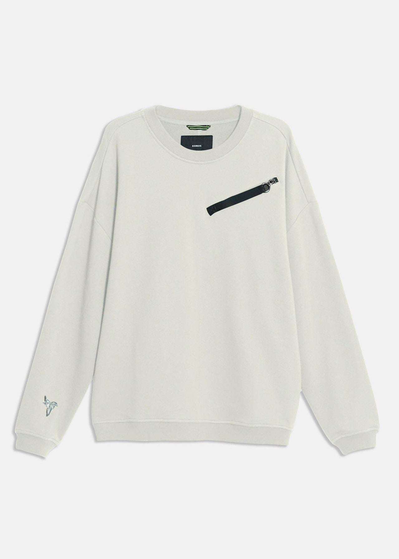 Men's Zipper Chest Pocket Sweatshirt in Off White