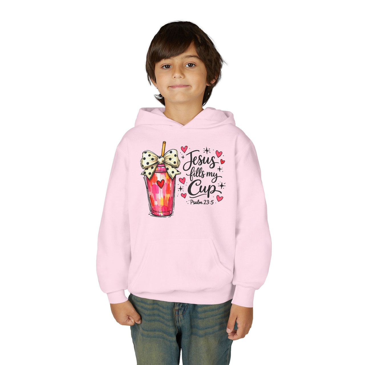 Jesus Fills My Cup Hoodie | Psalm 23 Christian Faith Kids