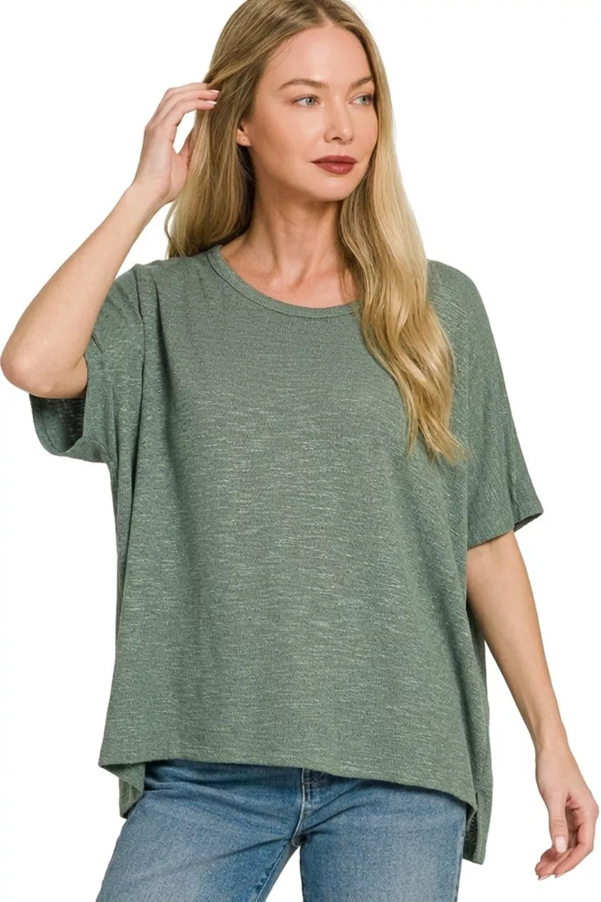 Zenana Oversized Slub Hacci Top