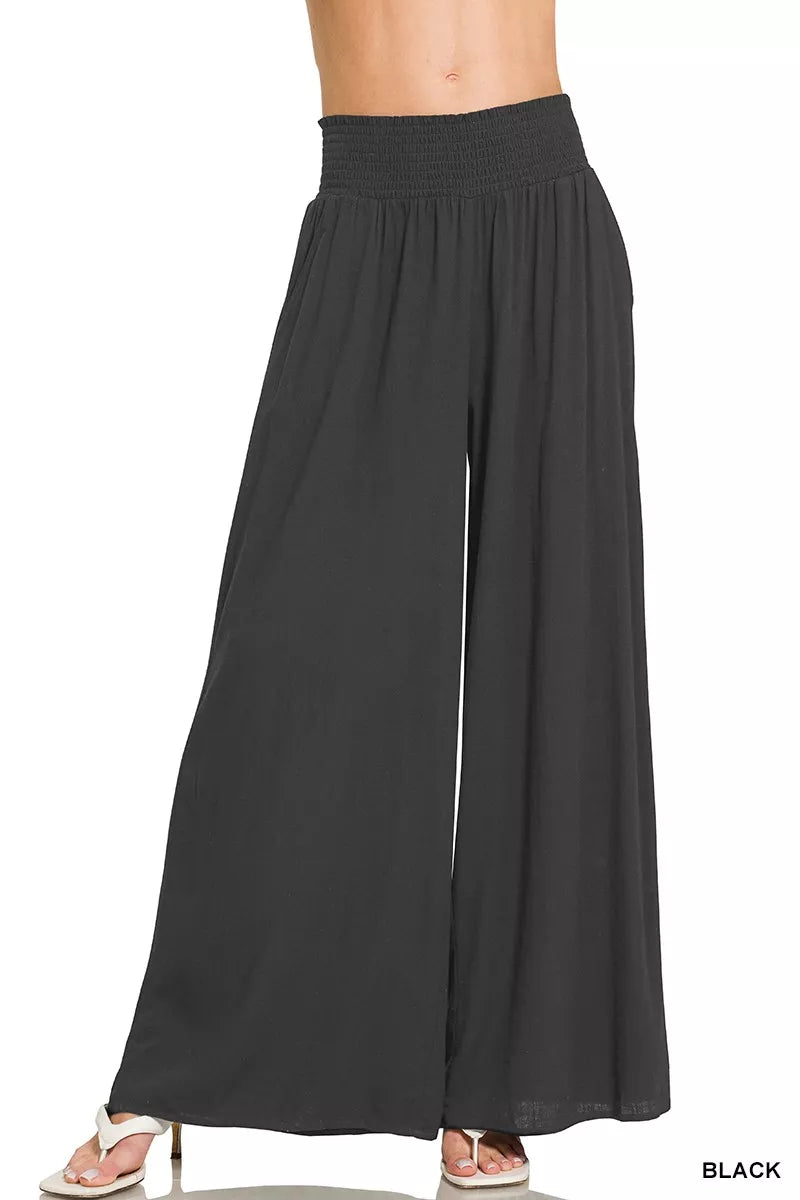 Zenana Smocked Waistband Wide Leg Lounge Pants