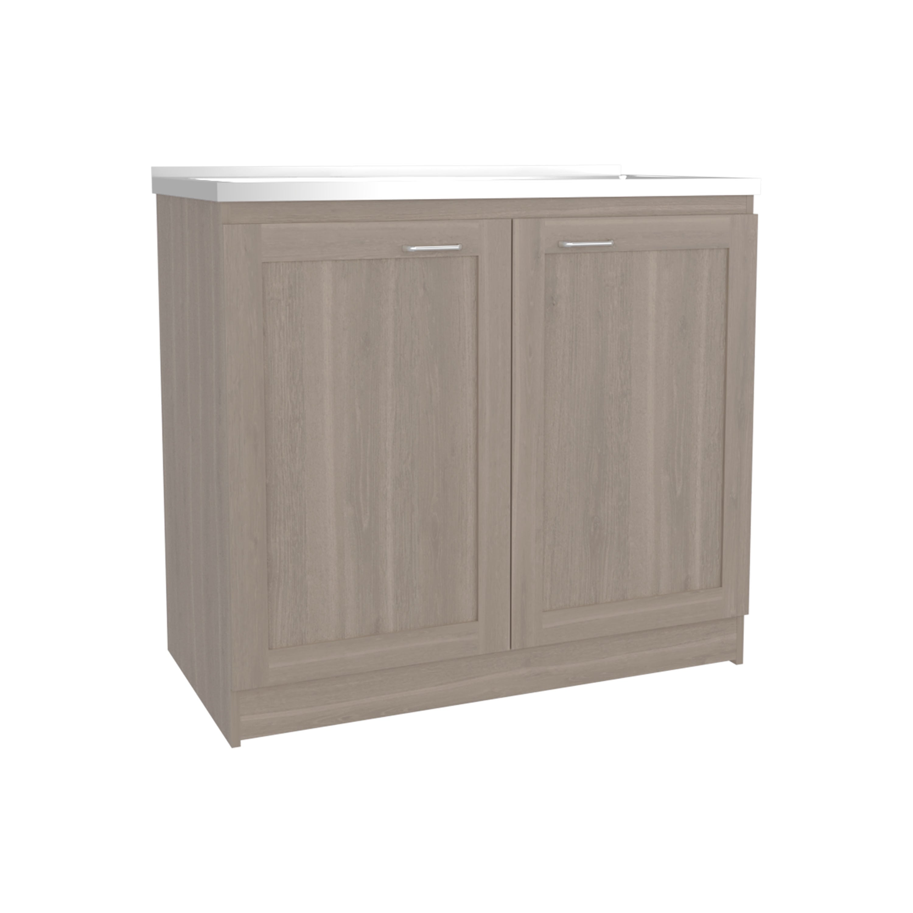 Utility Sink Cabinet 36' H, 2 Doors, 2 Shelves, White Oak - Kitchen