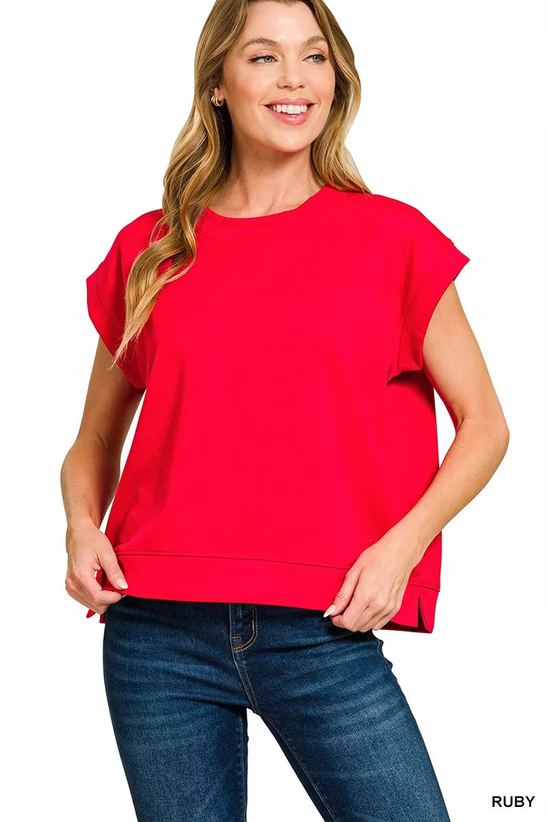 Zenana Scuba Short Sleeve Sweatshirts