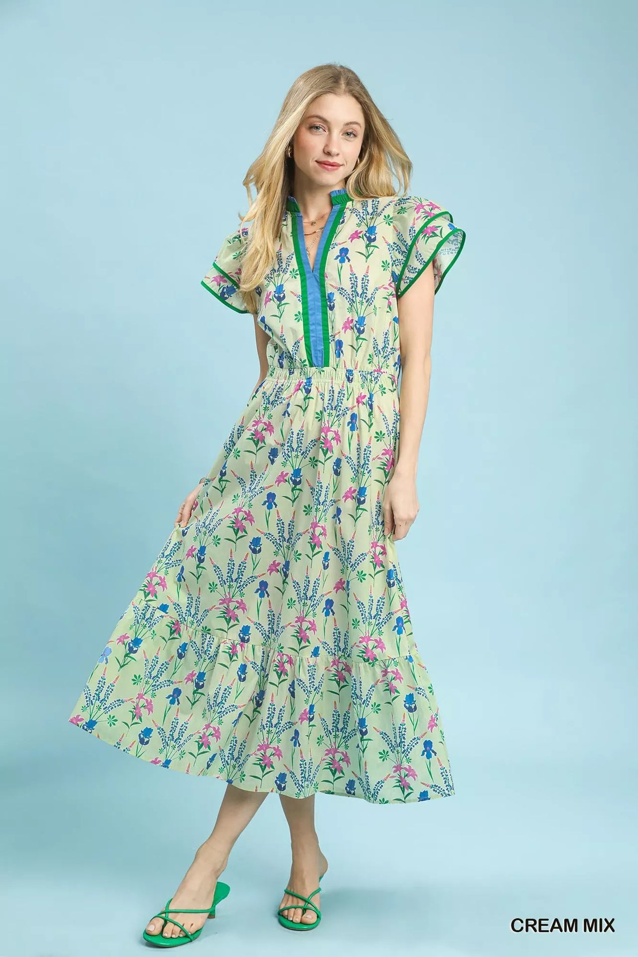 Umgee Mix Floral Midi Dress
