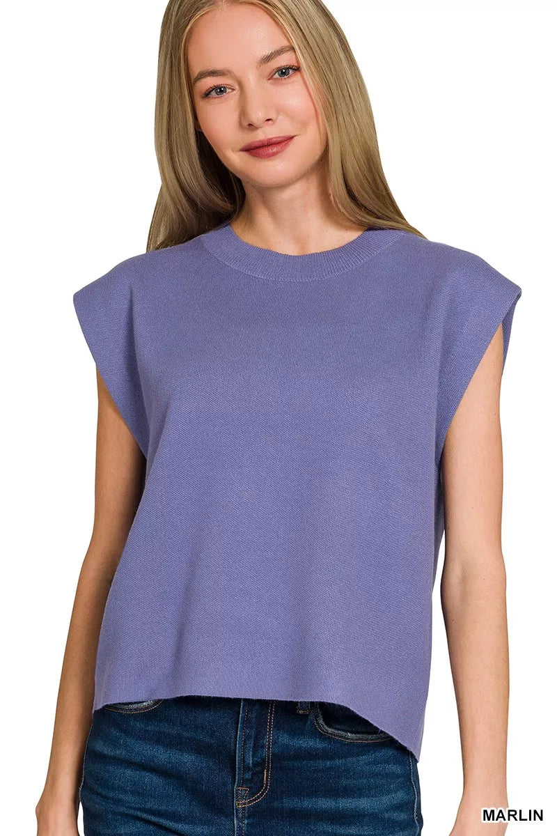Zenana Round Neck Viscose Sweater Vest