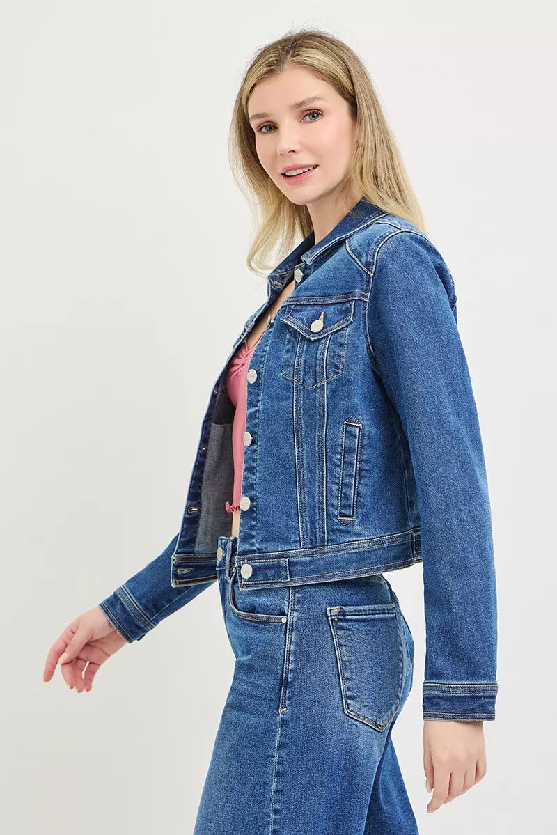 RISEN Basic Fitted Button Down Denim Jacket