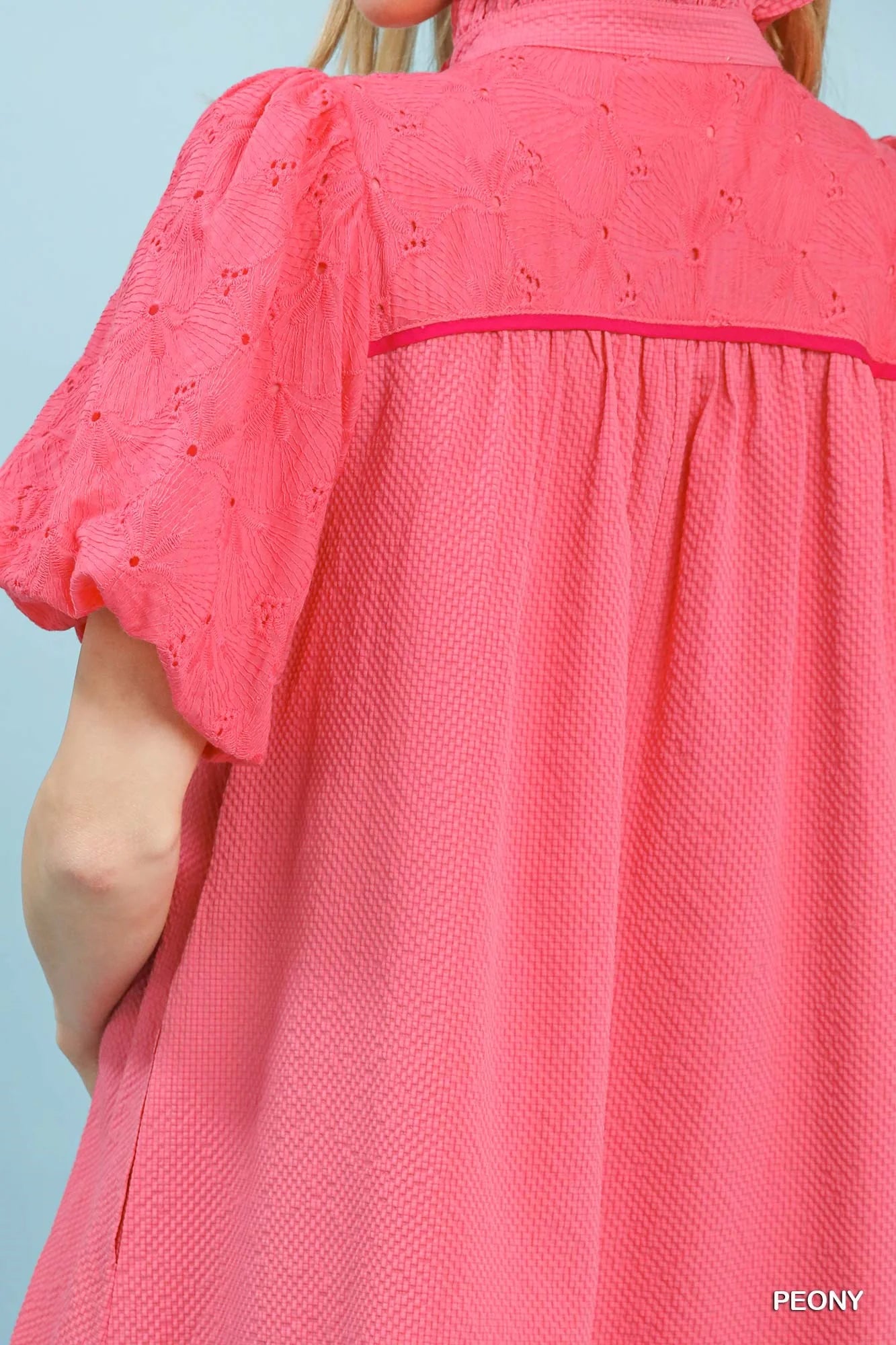 Umgee Puff Sleeve Textured Babydoll Dress