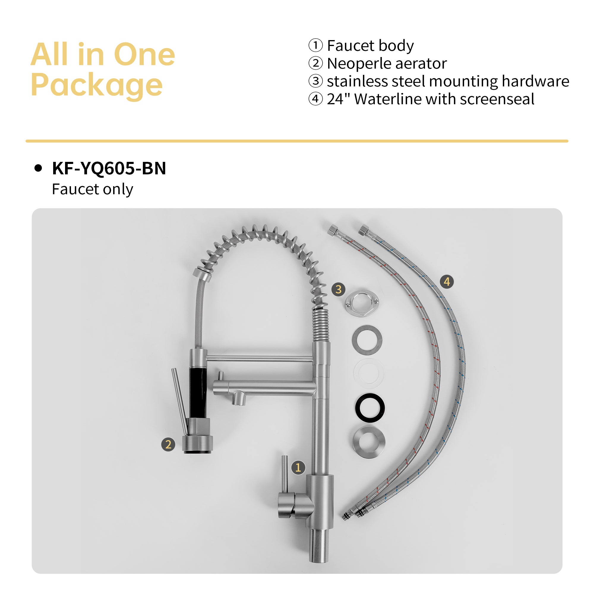 Bothwa Home CUPC Certified 19' Single Handle Kitchen Faucet ( Brushed Nickel Finish)