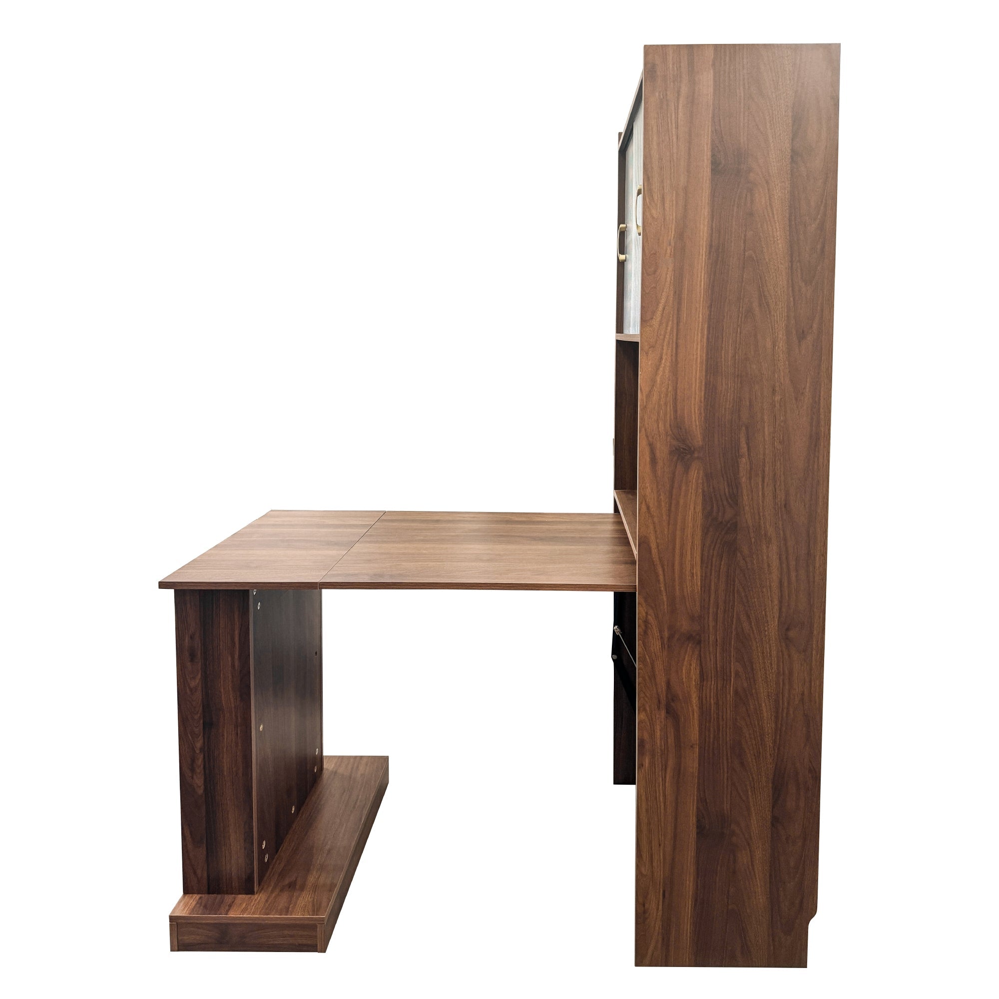 Folding Desk with Storage, Space-Saving Foldable Computer Desk for Small Spaces, Writing Study Table for Home Office, Bedroom, Dorm, Apartment