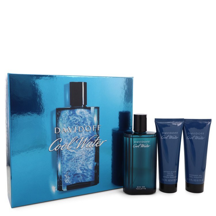 Davidoff Cool Water Gift Set for Men (4.2 oz EDT + 2.5 oz After Shave Balm + 2.5 oz Shower Gel)