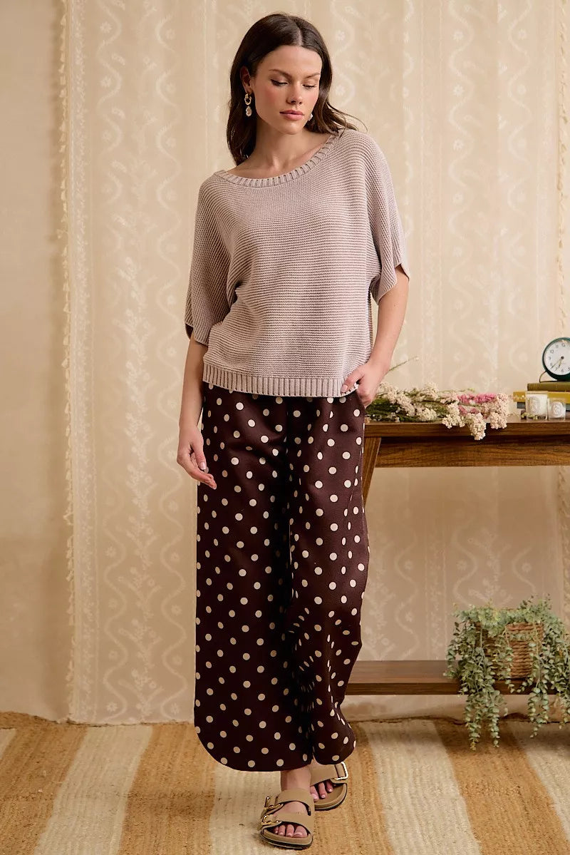 BiBi Short Dolman Sleeves Washed Knit Top