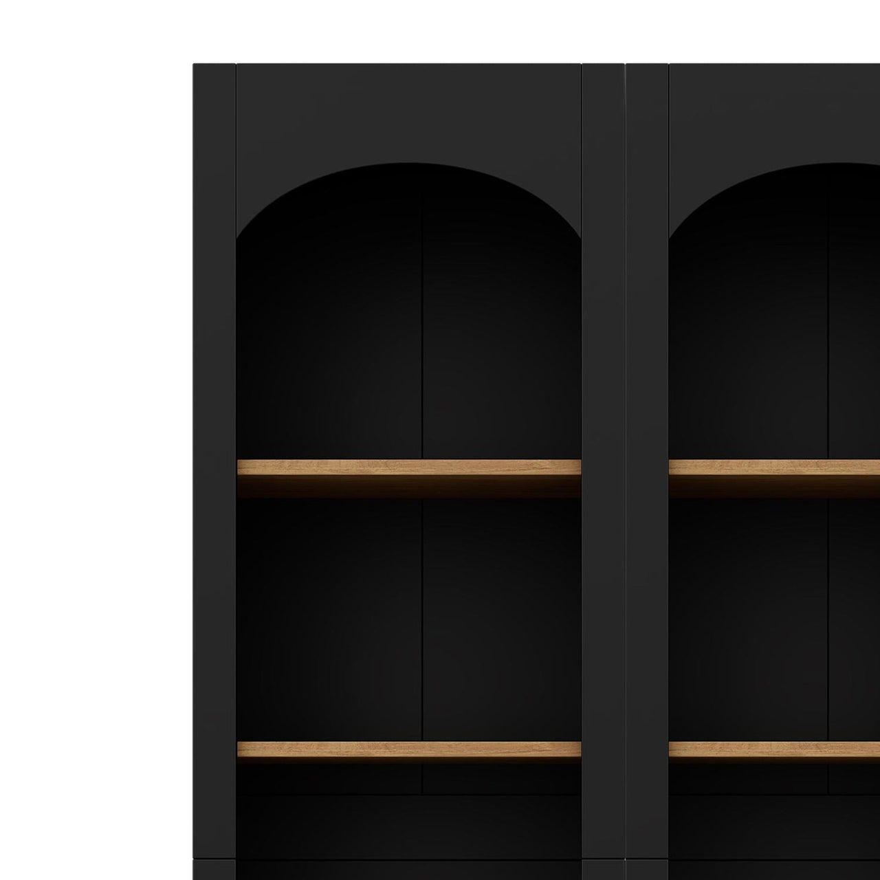 ON-TREND Free Standing 5 Tier Bookshelves, Bookcases Set of 2, Farmhouse Two-Tone Storage Cabinet with Adjustable Shelves, Modern 72'H Kitchen Pantry Cabinet for Living Room, Home Office, Black