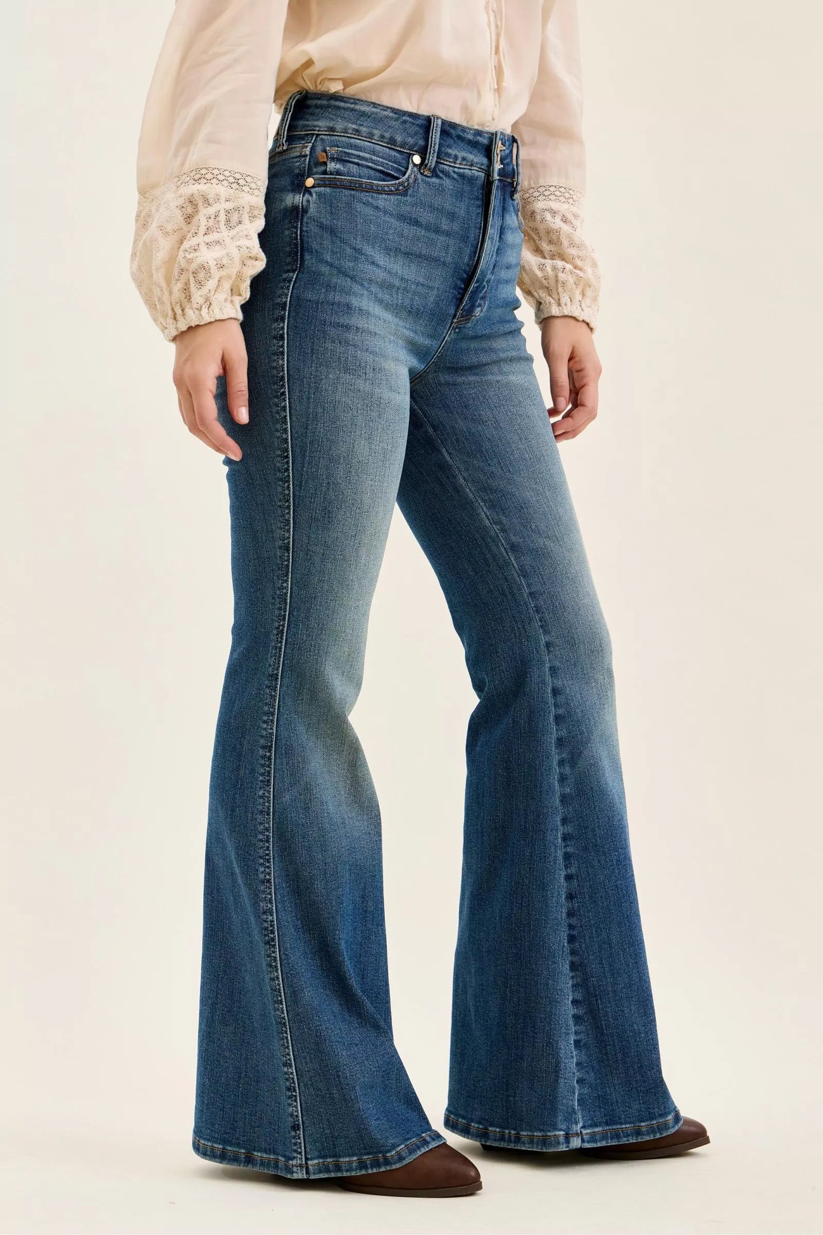 Judy Blue High Waist Double Button Tummy Control Flare Jeans
