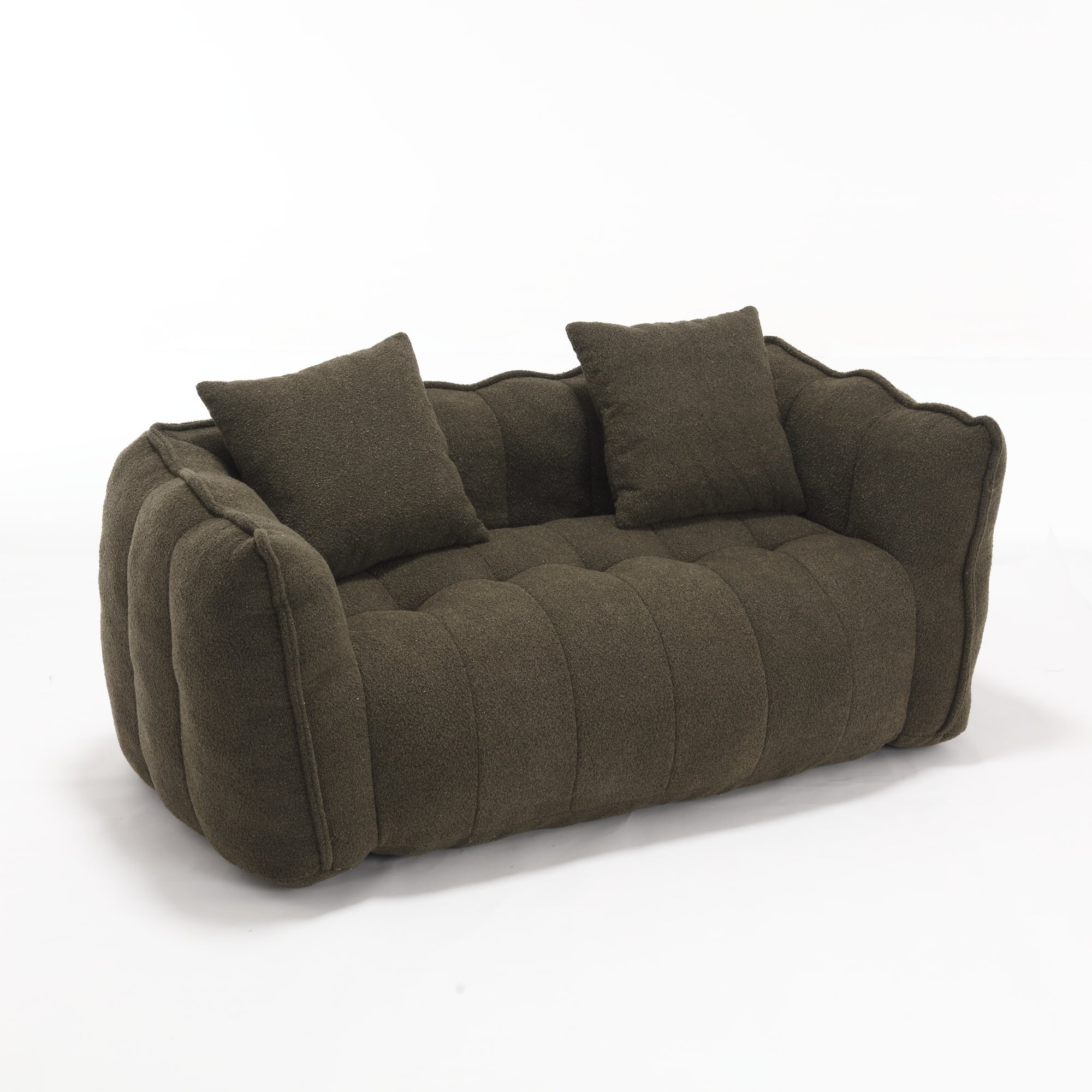Cozy Beanbag Chair with High Resilience Foam Core for Two - Olive Green Chenille, 66x35x25 inches