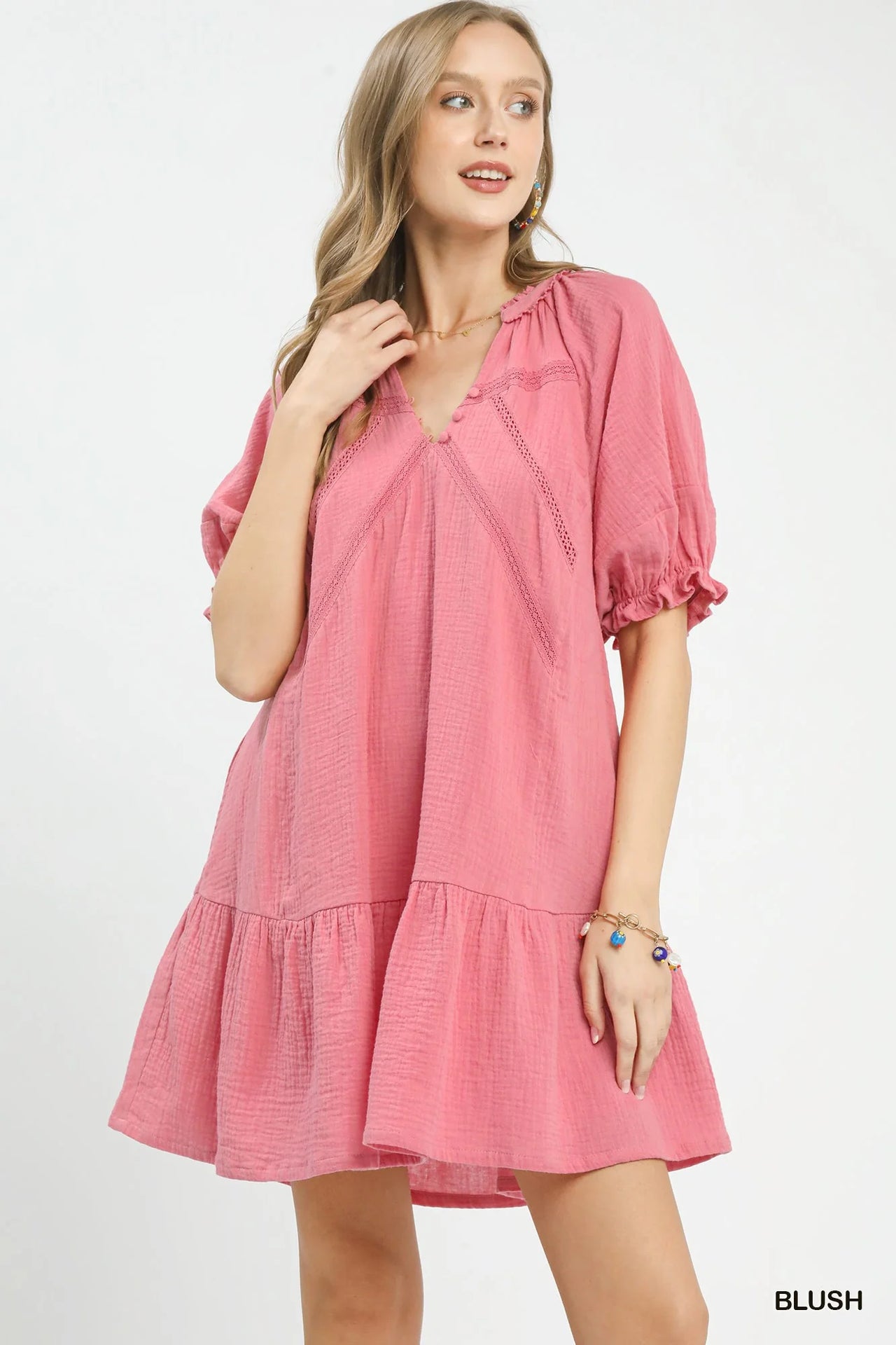 Umgee Cotton Gauze Mini Dress