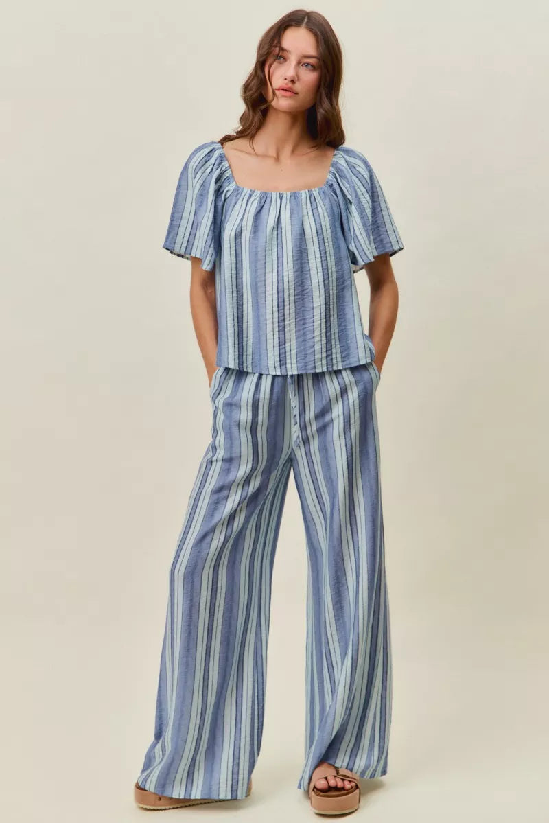 SO ME Stripe Wide Leg Pull On Pants