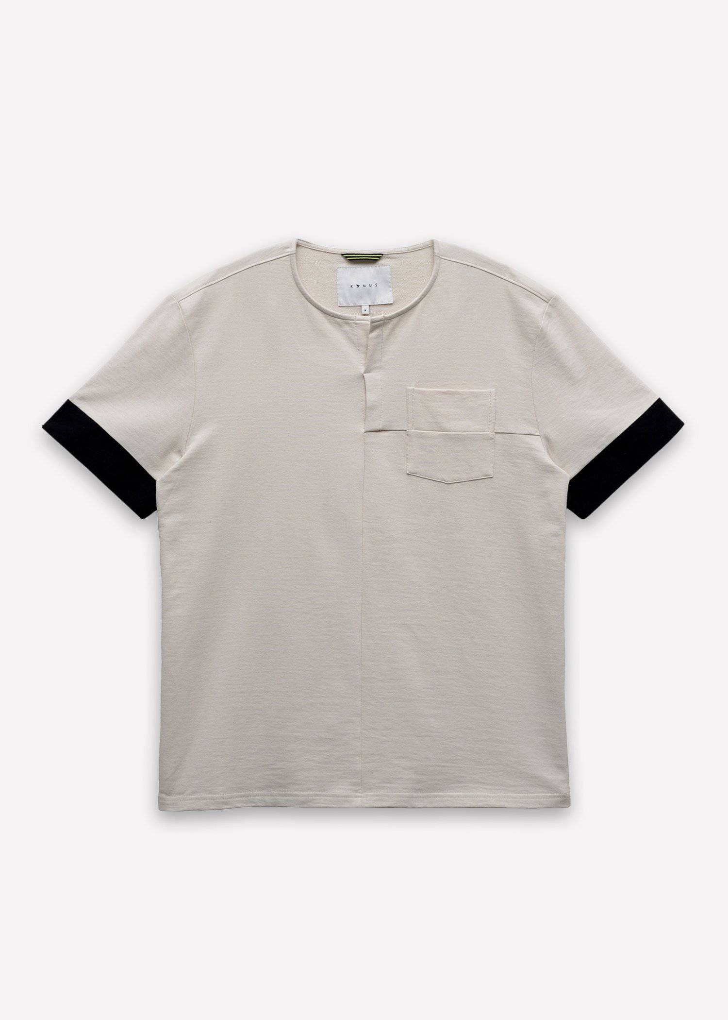 Konus Men's Ss Henley Tee / Owen In Beige