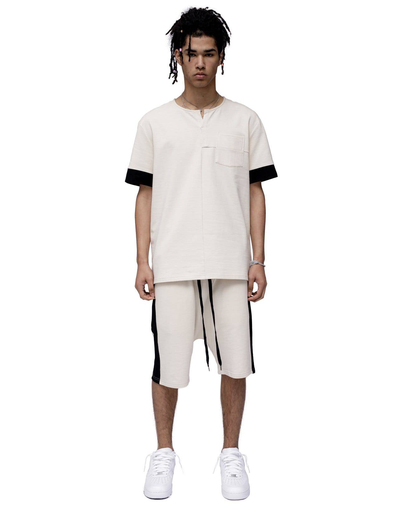 Konus Men's Ss Henley Tee / Owen In Beige