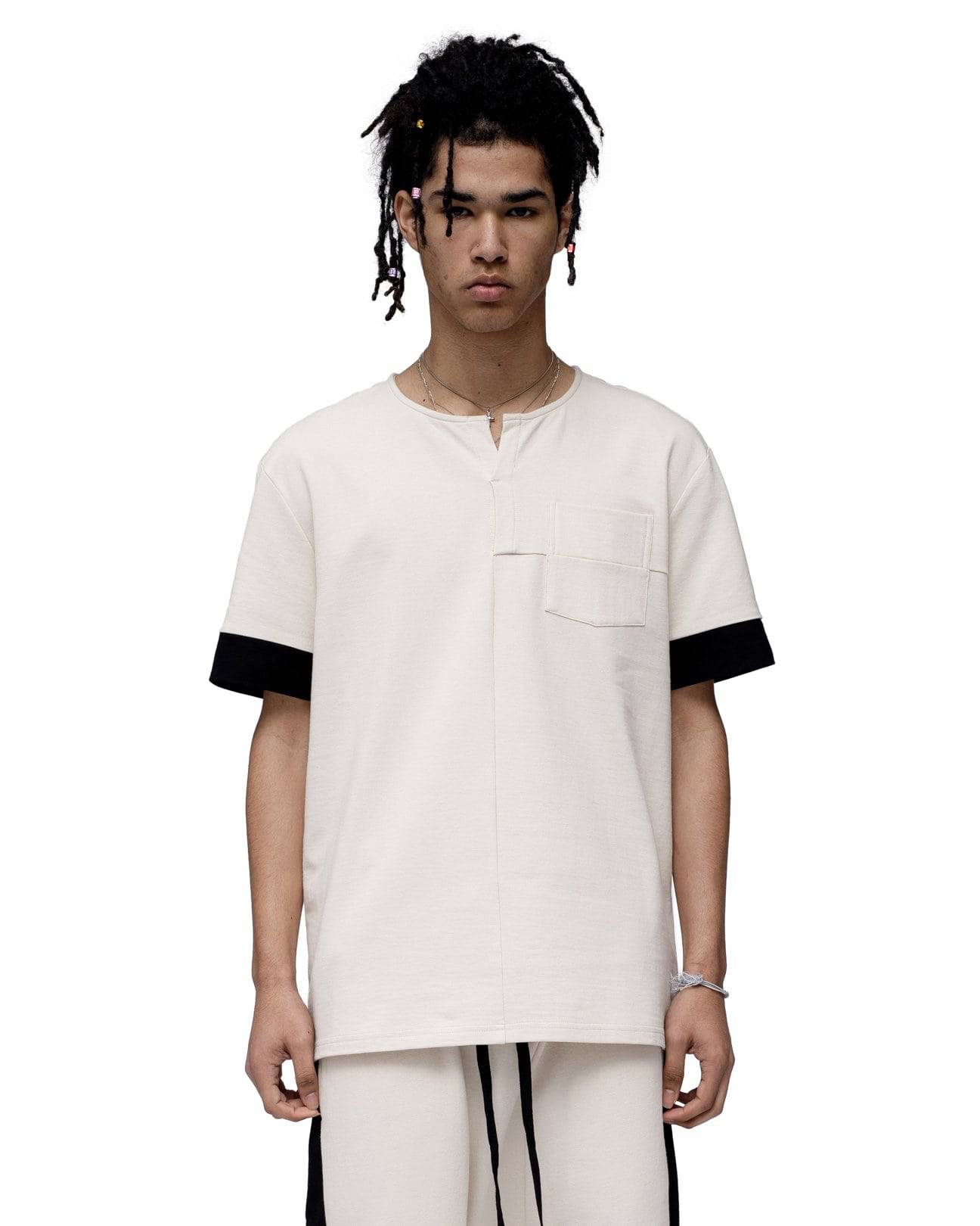 Konus Men's Ss Henley Tee / Owen In Beige