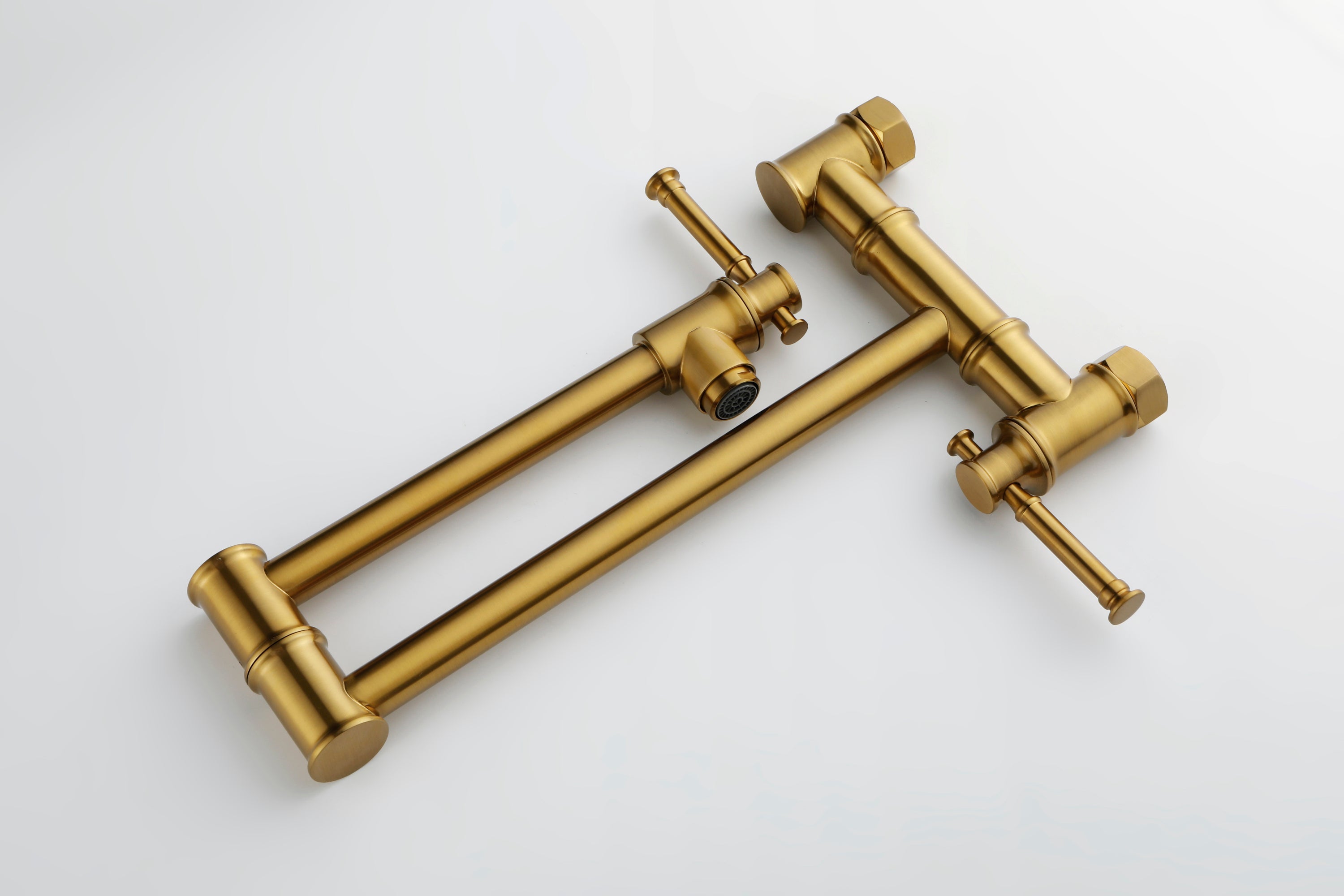 Wall mounted Pot Filler Faucet, Modern Brass Pot Filler Two-Attachment Wall Mount Folding Kitchen Pot Filler Swing Arm
