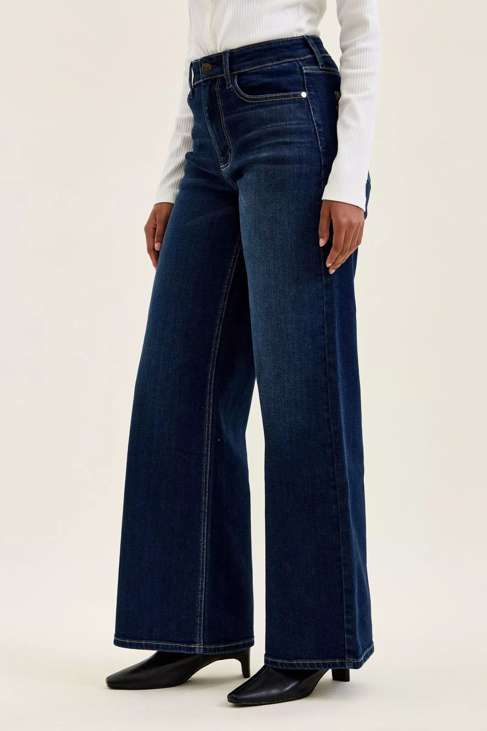 Judy Blue High-Waisted Wide-Leg Dark Wash Jeans