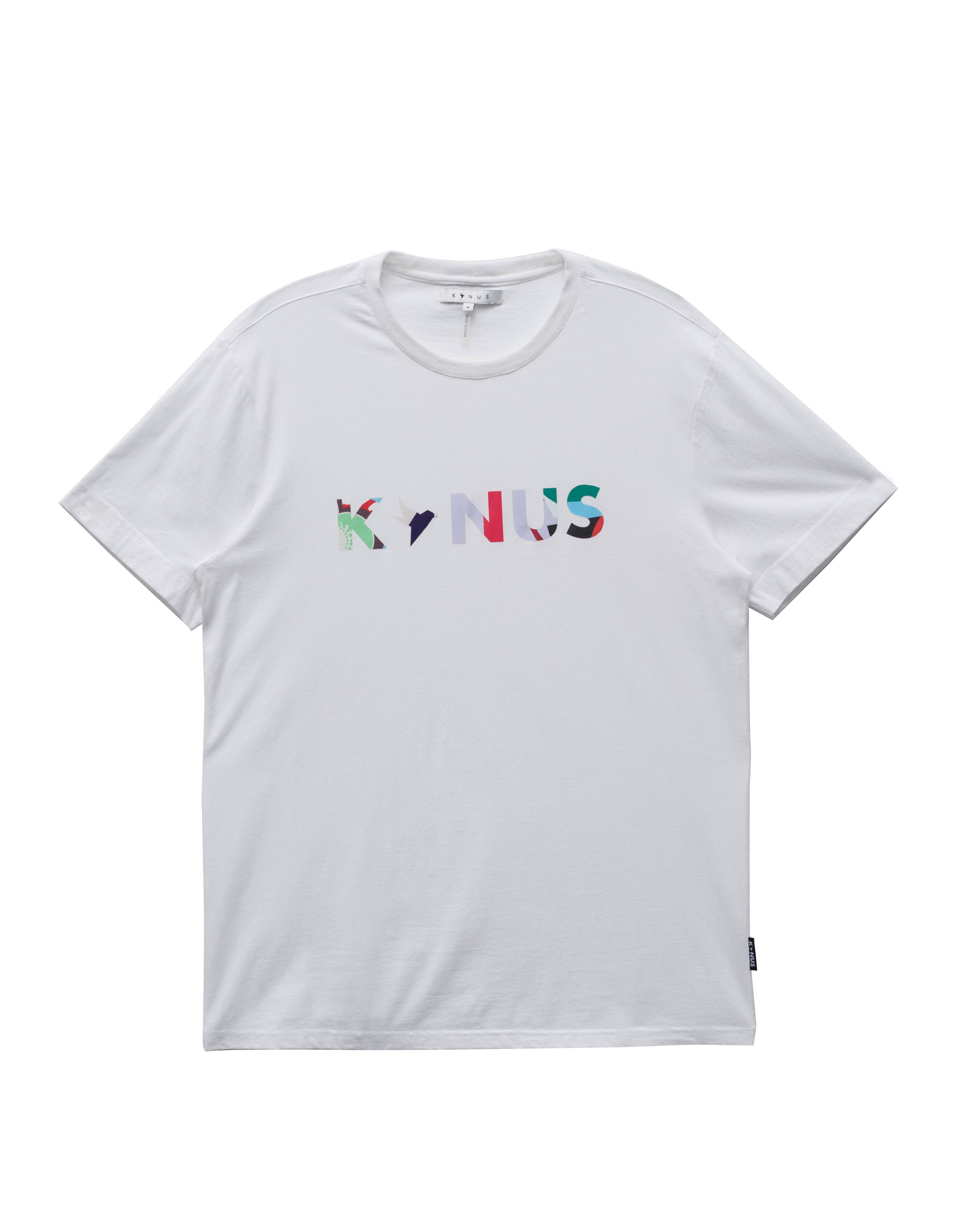 Konus Men's Multi Color Logo Print Tee in White