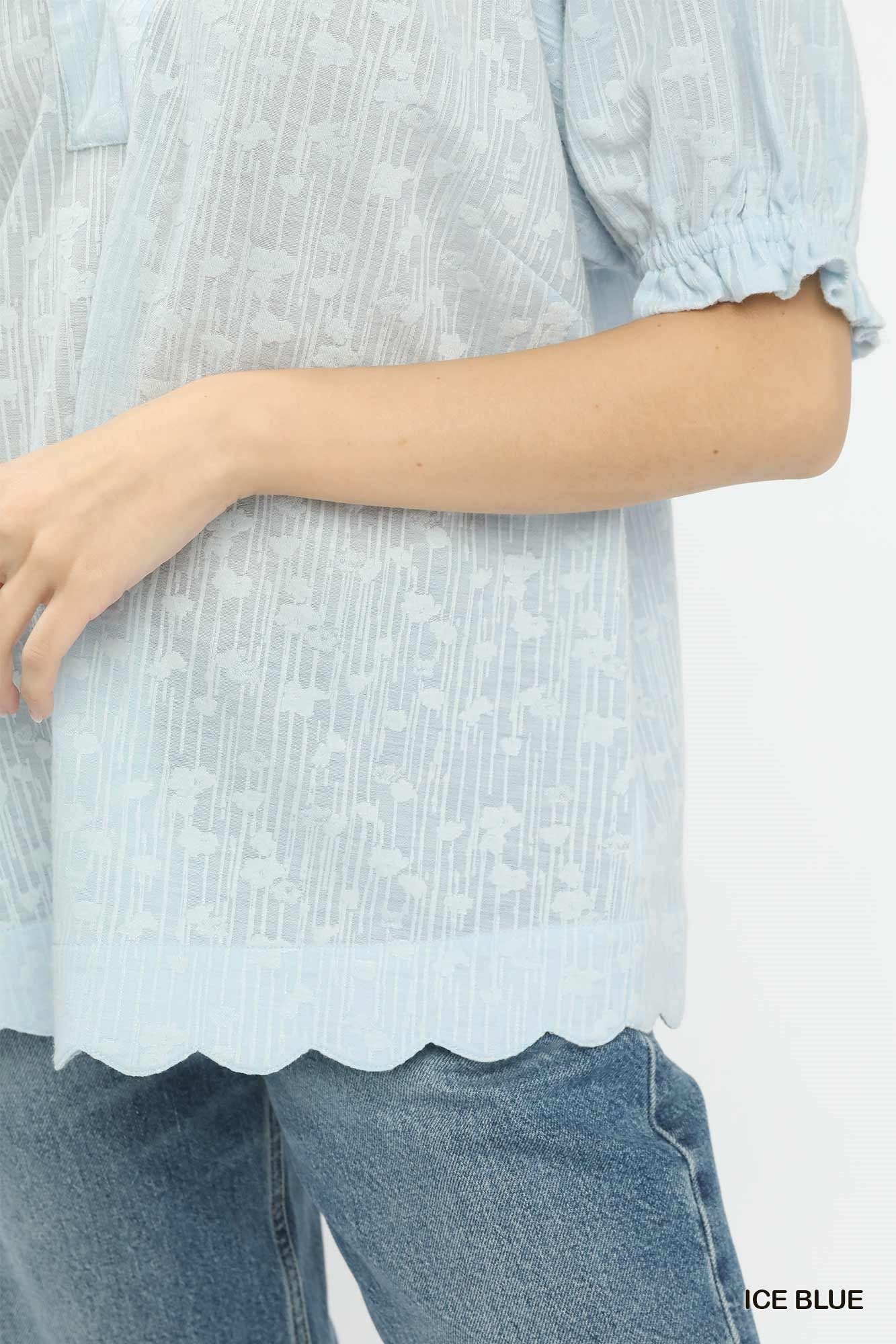 Umgee Textured Pintuck Blouse