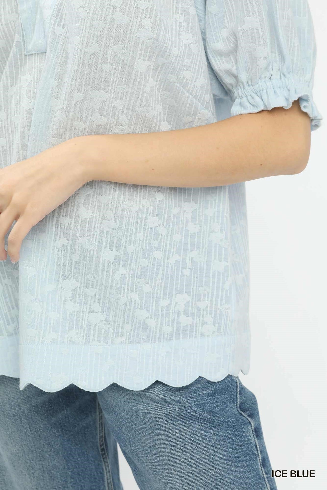 Umgee Textured Pintuck Blouse