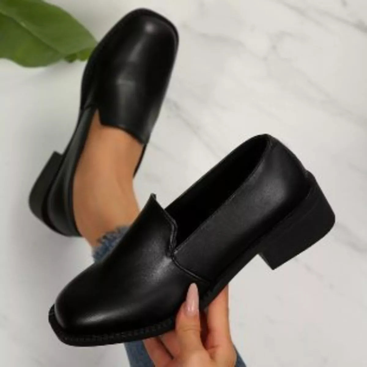 Round Toe Block Heels Loafers