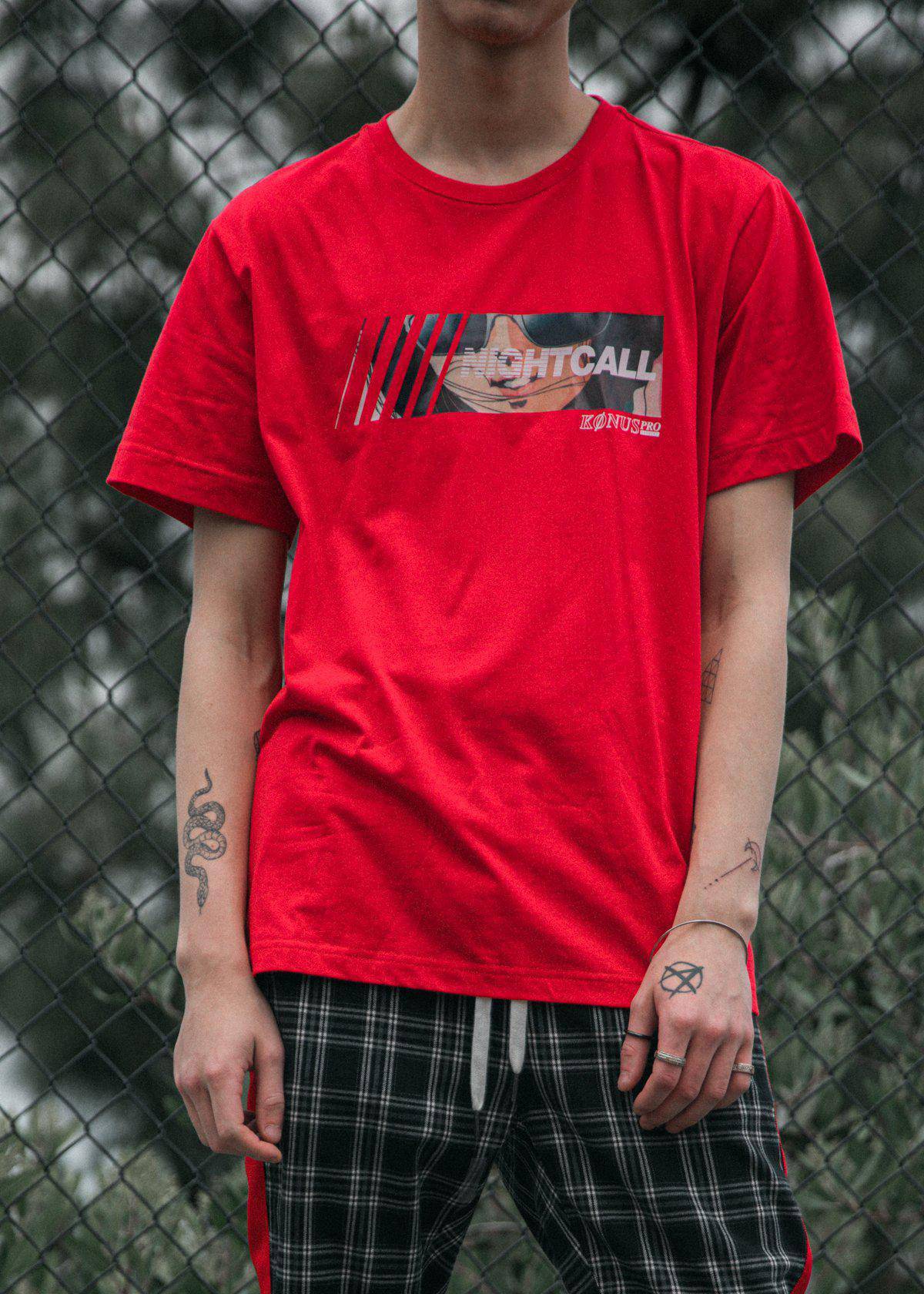 Konus Men's Anime Graphic Tee in Red