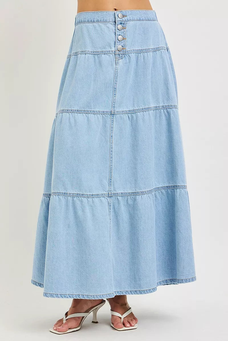 RISEN High Rise Ruffle Long Skirts