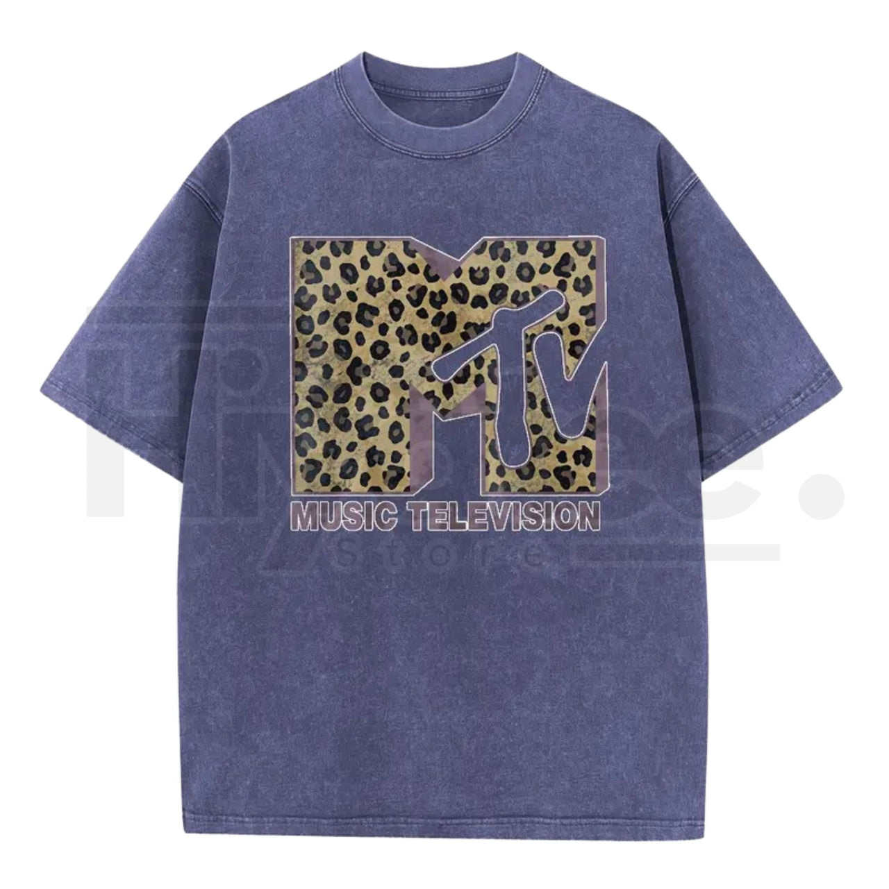 Vintage Leopard Graphic Washed T-Shirt – Retro 80s 90s Music Style Oversized Tee