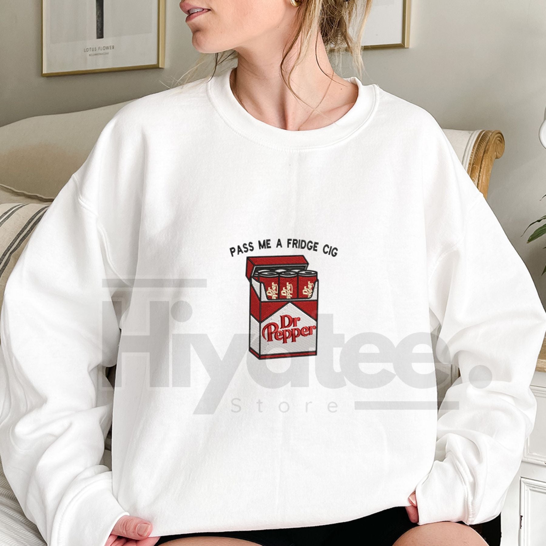 Red Soda Cigarette Pack Embroidered Sweatshirt – Funny 