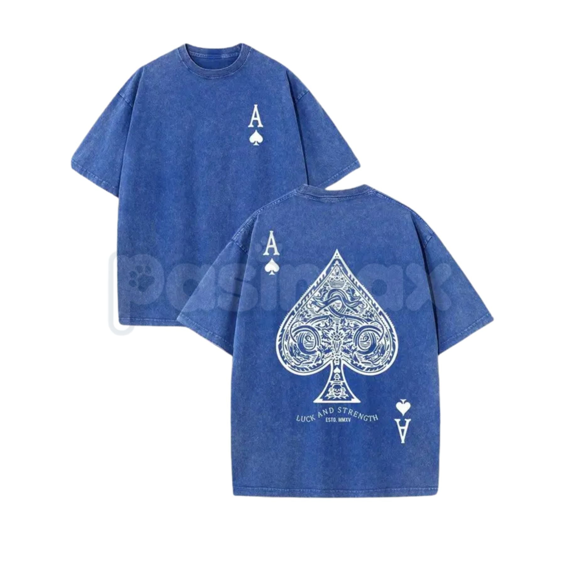 LUCK AND STRENGTH Ace of Spades Vintage Washed T-Shirt – Retro Gambling Graphic Tee, Lightweight Patterned Streetwear Top