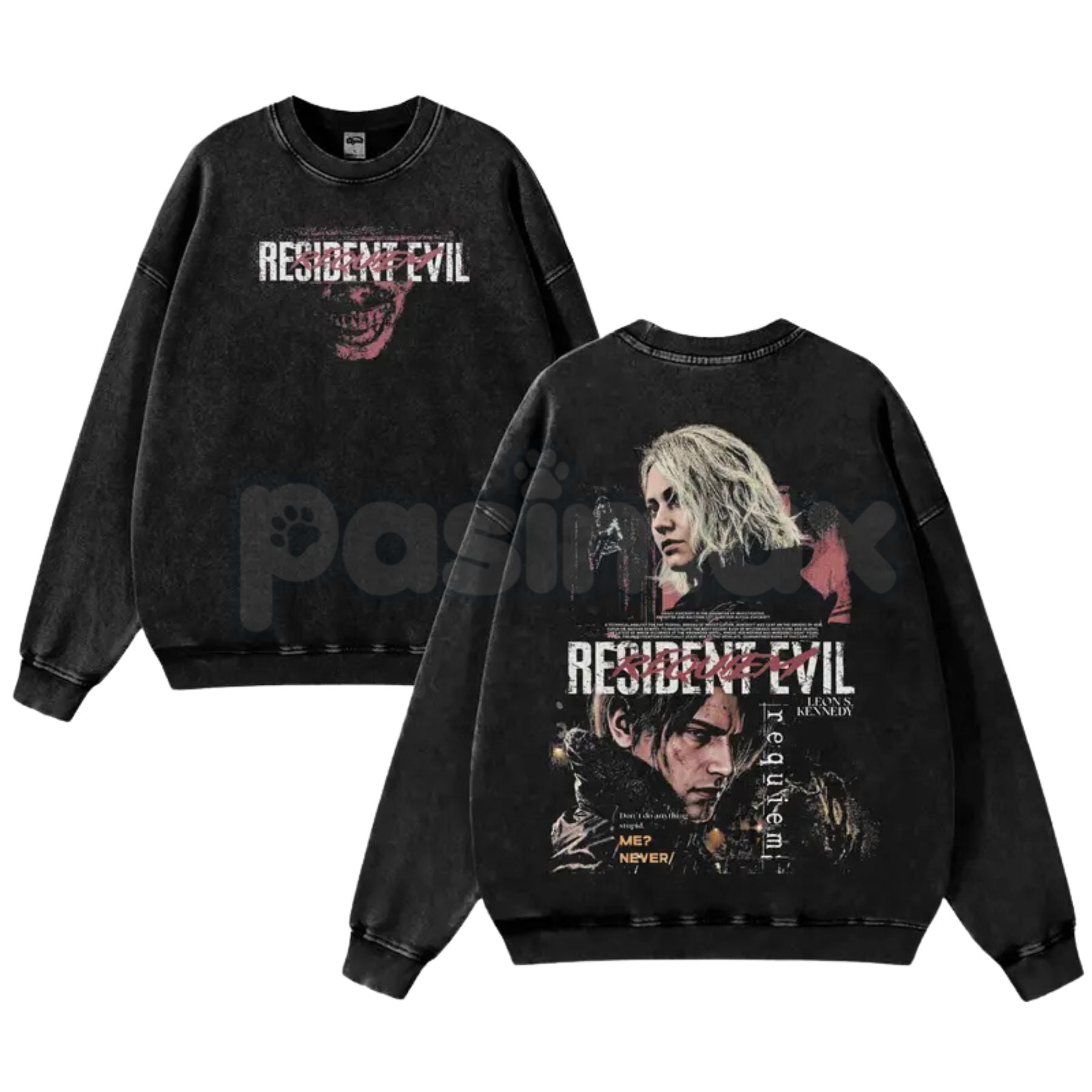 Leon S. Kennedy Operative Tee – Resident Evil Requiem RE9 Double-Sided Washed Cotton Oversized Graphic Shirt