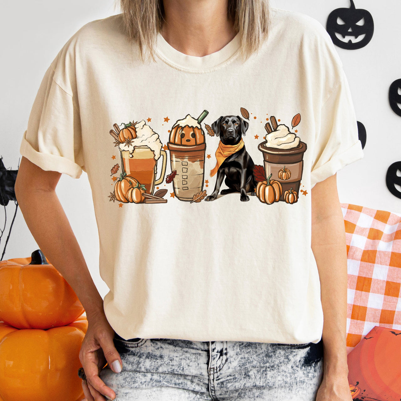 Autumn Dogs and Coffee, Many Breeds Available, Cozy Canine Lovers Collection Comfort Colors Tee
