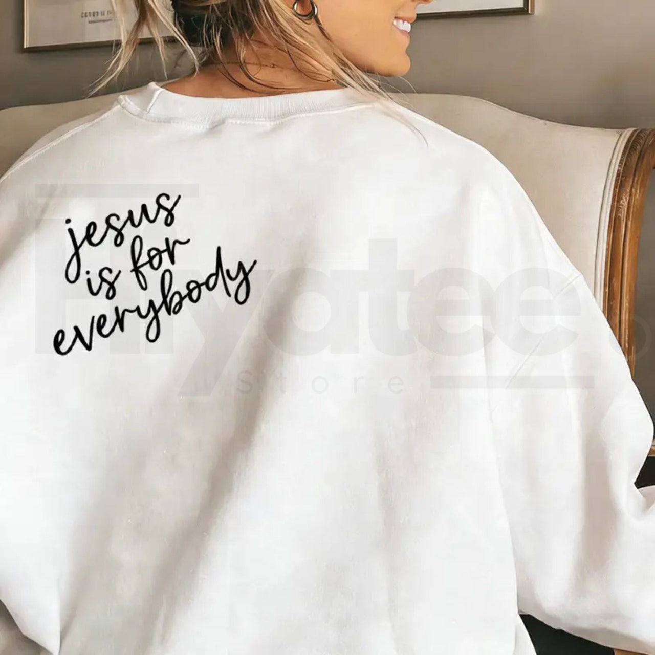 Jesus Is For Everybody Graphic Oversized Crewneck: Christian Faith Faith Casual Pullover