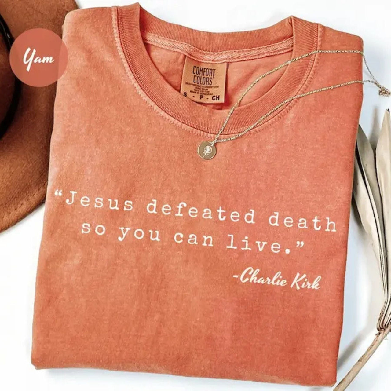 Charlie Kirk Shirt – 'Jesus Defeated Death' Republican Tee, Free Speech Support Shirt, Political Faith Apparel