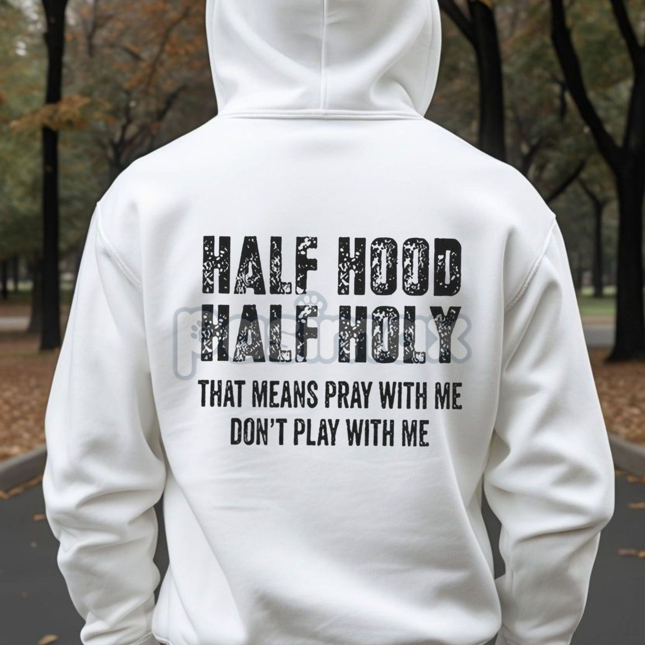 Half Hooded Half Holy Hoodie – Duality Street Style Pullover, 