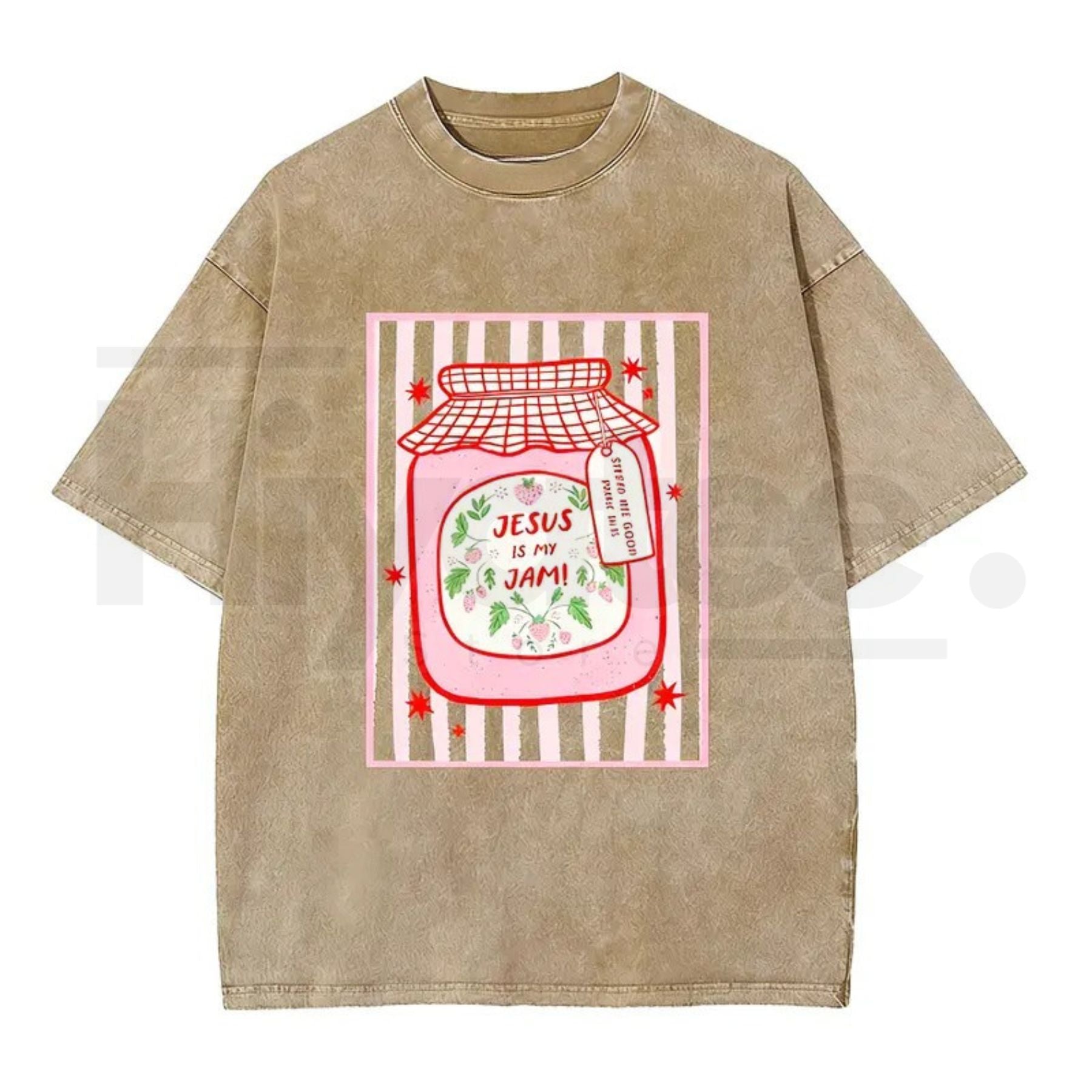 Jesus Is My Jam Vintage Washed T-Shirt – Christian Strawberry Graphic Cotton Tee