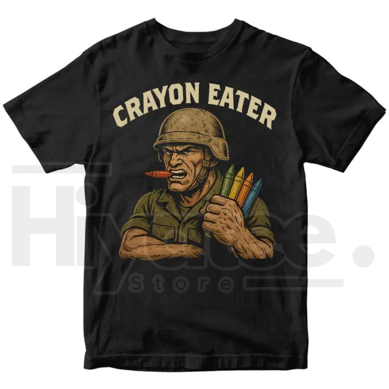 Crayon Eater Funny T-Shirt – Military Dark Humor Sarcastic Marine Tee