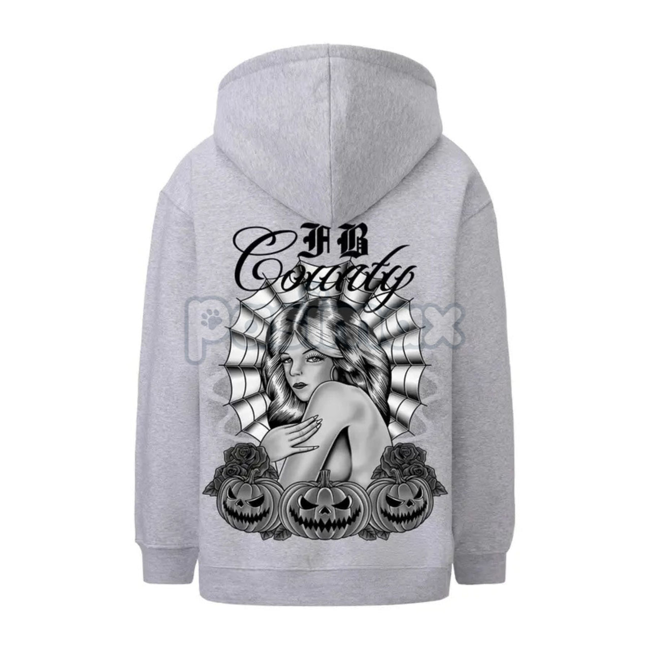FB County Heavyweight Oversized Halloween Graphic Hoodie – Pullover Streetwear, Unisex Fall Apparel