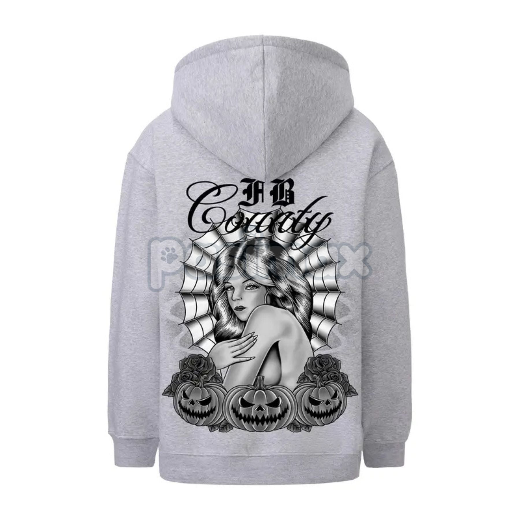 FB County Heavyweight Oversized Halloween Graphic Hoodie – Pullover Streetwear, Unisex Fall Apparel