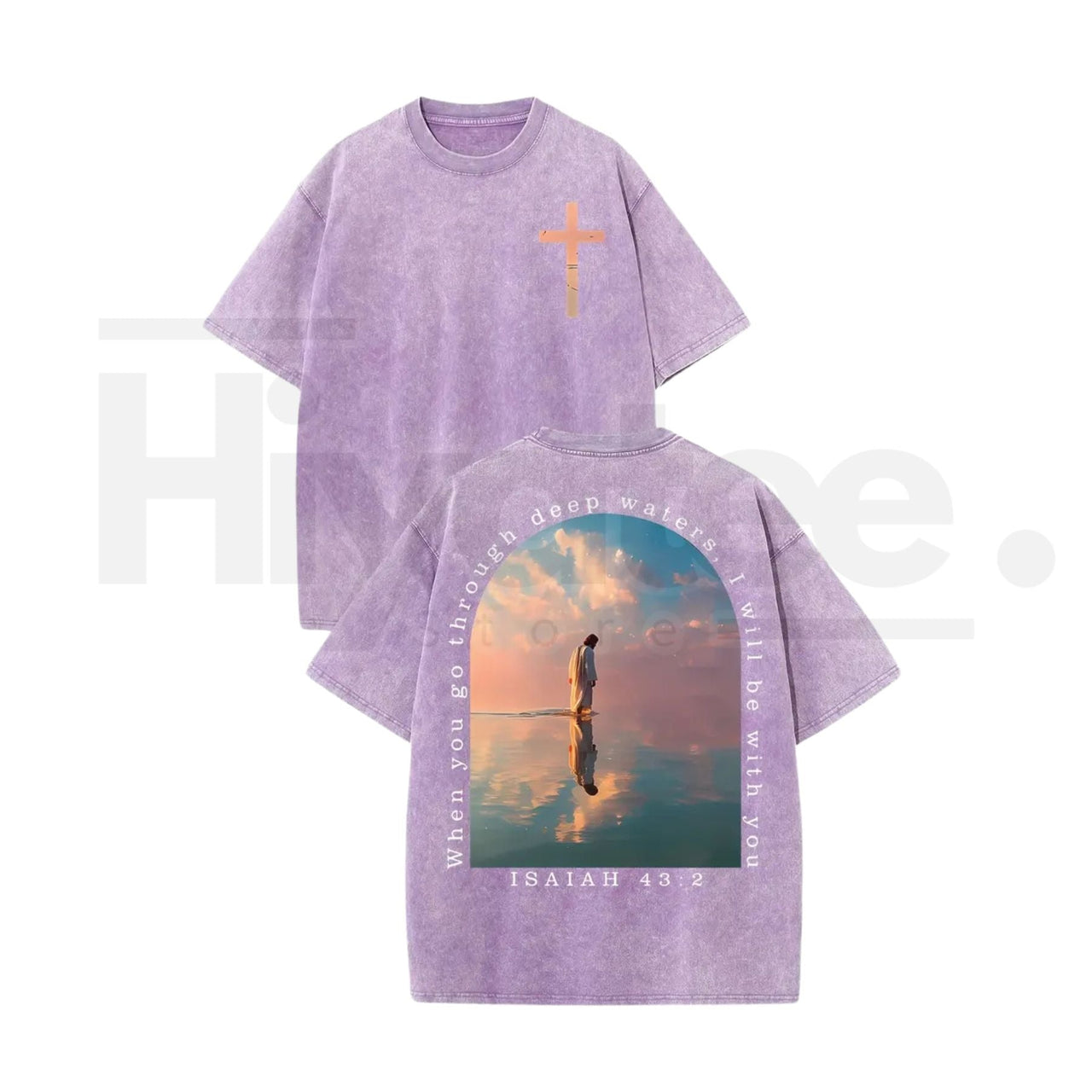 Cross & Isaiah Verse Vintage Washed T-Shirt – 230g Heavyweight Cotton Christian Streetwear Tee