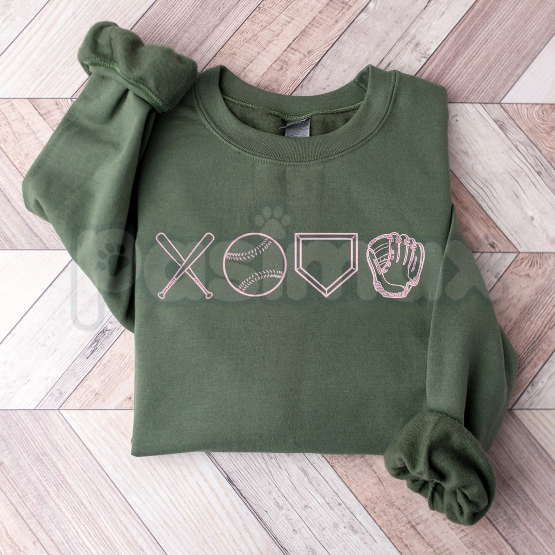 Baseball XOXO Icons Embroidered Sweatshirt – Cute Game Day Sports Crewneck