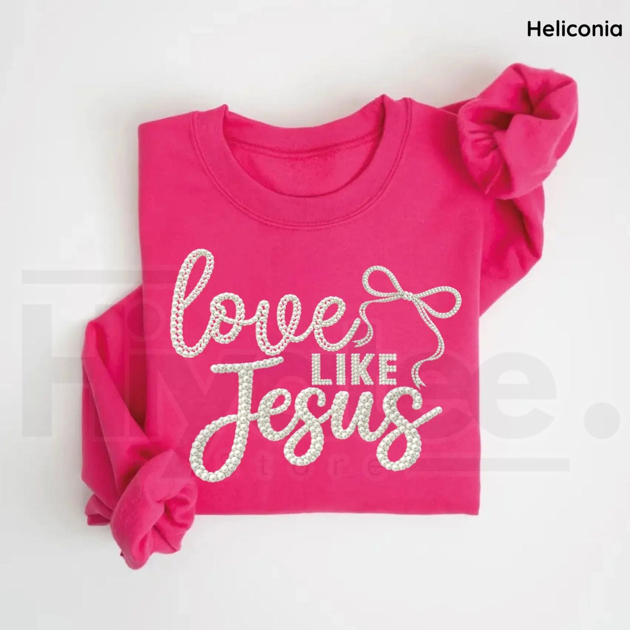 Love Like Jesus Faith Sweatshirt: Girly Coquette Pearl Christian Crewneck