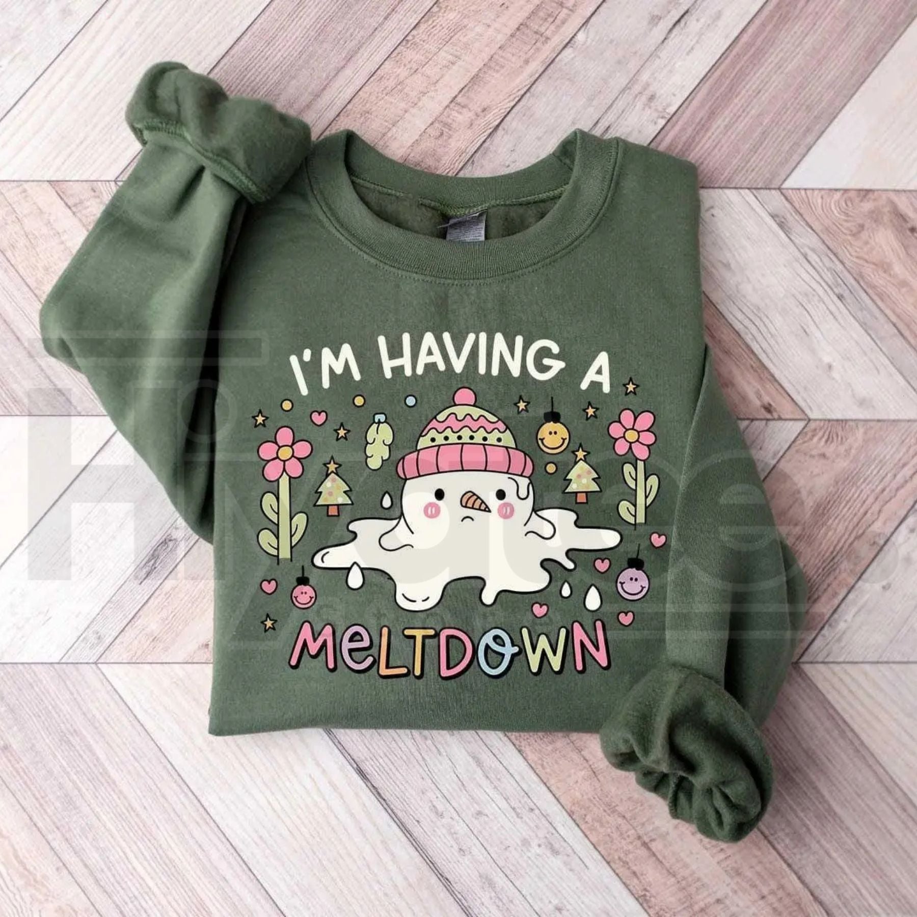 I'm Having A Meltdown Sweatshirt: Funny Snowman Winter Mental Health Sweater