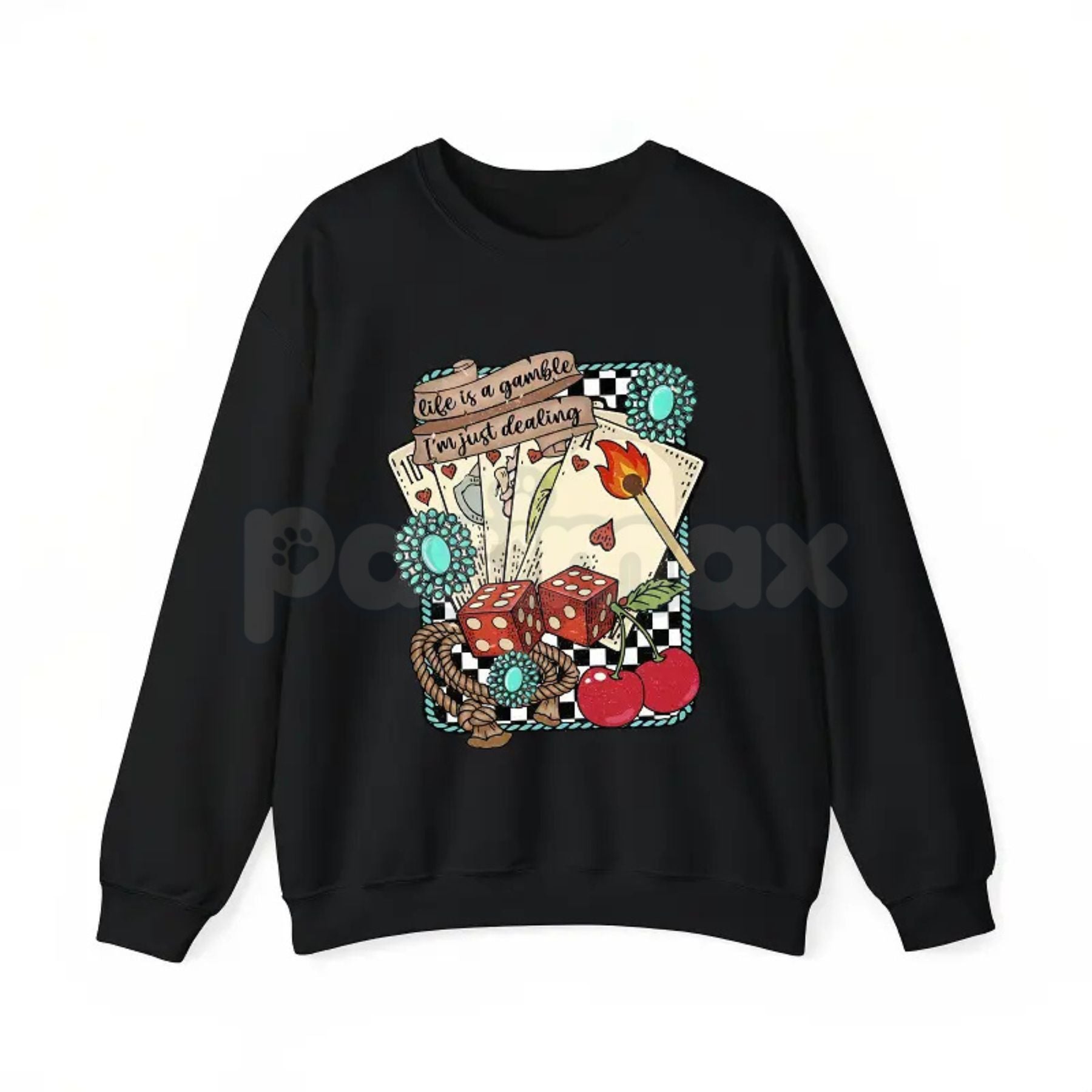 Life is a Gamble Shirt – Retro Turquoise Western Graphic Hoodie & Wild West Country Sweatshirt