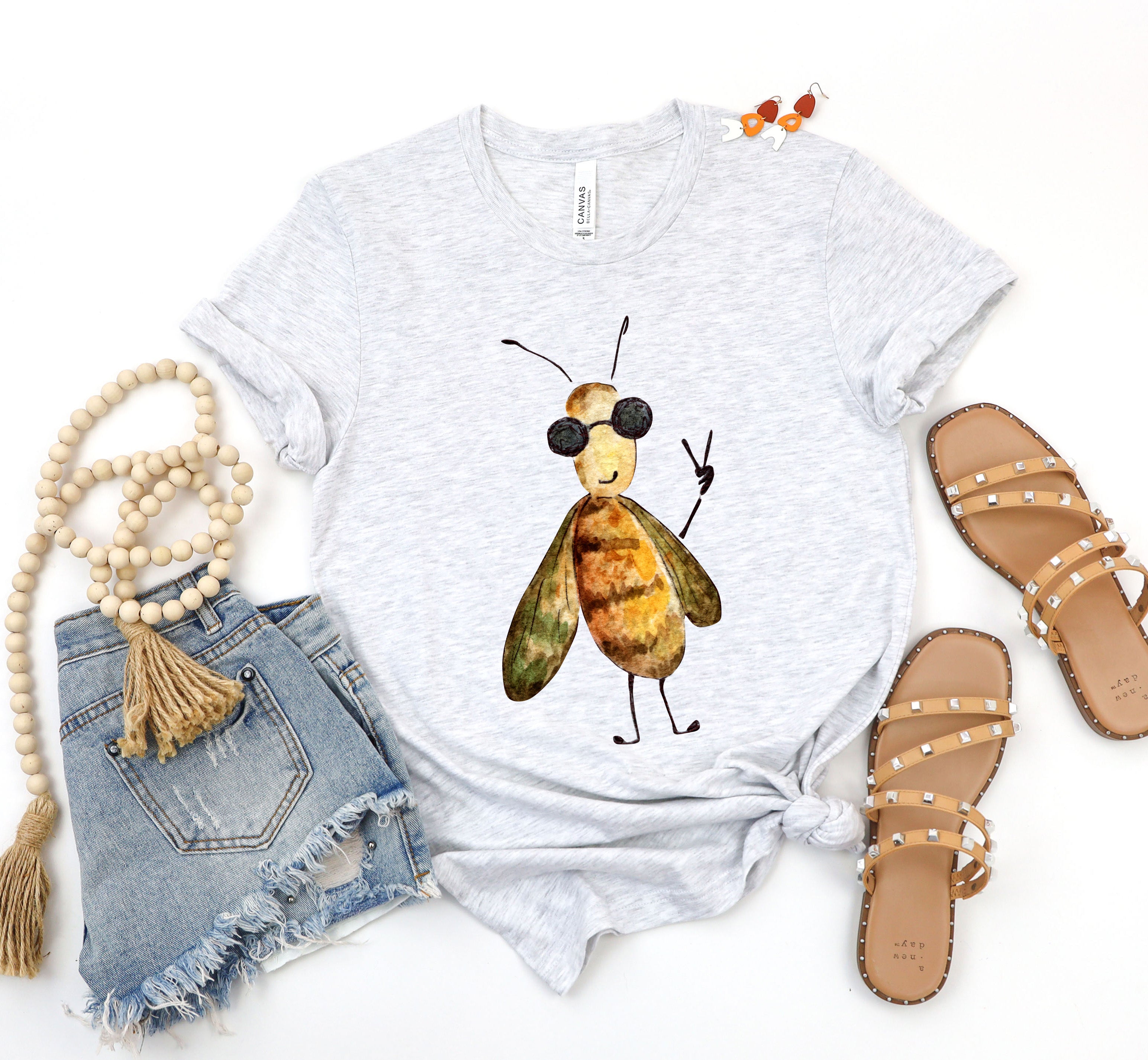 Funny Bee Watercolor Animal Lover Nature Fun Design Print Comfort Colors Tee